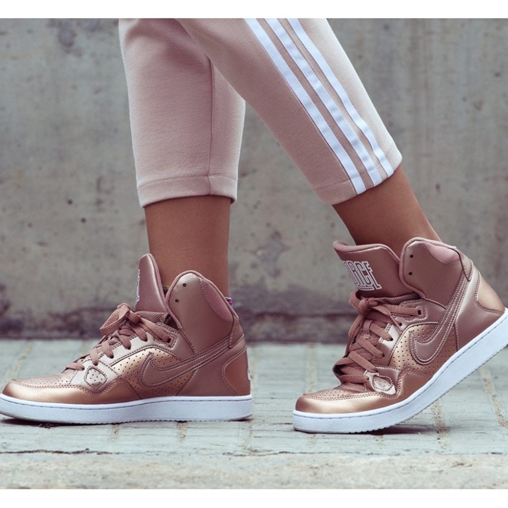 Nike Women's Metallic Rose Gold High-Top Sneakers